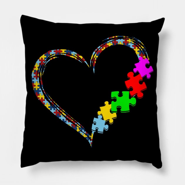 Puzzle Piece Autism Heart Pillow by Komlin