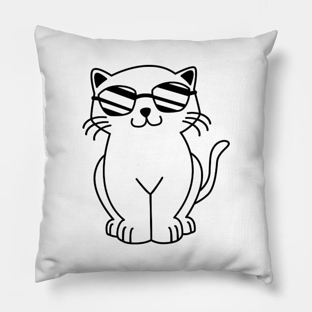 Cat Wearing Sunglasses - funny cat design Pillow by Ebhar