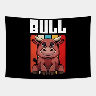 Bull - Cute Retro Style Kawaii Cattle Tapestry