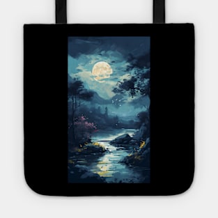 Magical Moonlit Forest - Enchanting Nighttime Fantasy Scene Tote