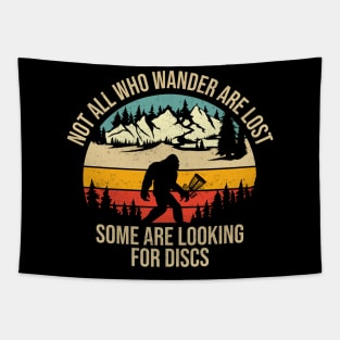 Funny Disc Golf Basket Wandering Art For Disc Golf Players Tapestry