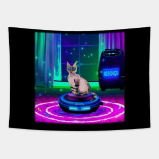 Cyberpunk Kitty Tapestry