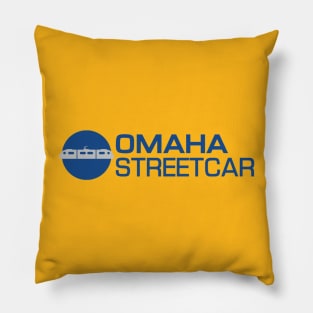 Omaha Streetcar Blue/Gray Logo Pillow