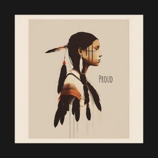 [AI Art] Proud Native American Woman With Headdress T-Shirt