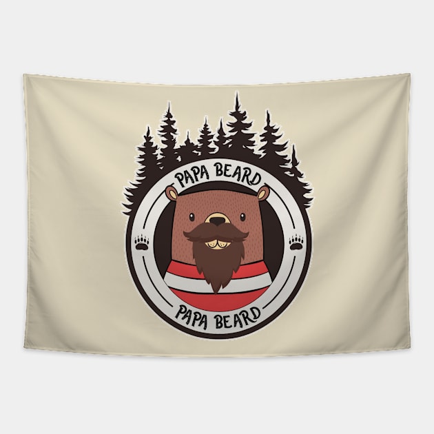 Papa Beard! Bear with Beard Funny Fathers Day Tapestry by Just Kidding Co.