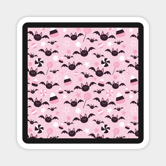 Kawaii Bats and Candy Pattern Magnet by esturgeo