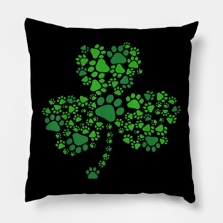 Dog Paw Irish Lucky Green Shamrock Clover St Patrick's Day Pillow