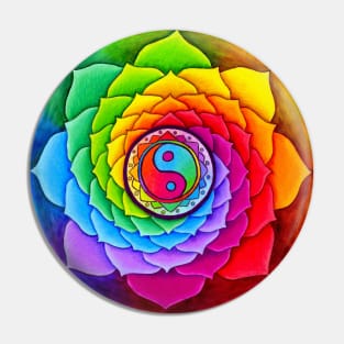 Healing Lotus Rainbow Yin Yang Mandala Pin