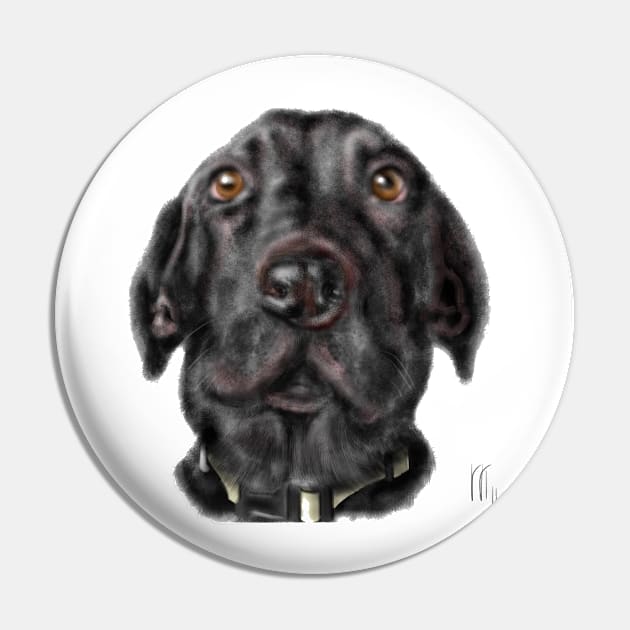 A Very Serious Black Labrador Retriever Pin by LITDigitalArt