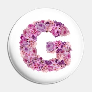 Pink Floral Letter G Pin