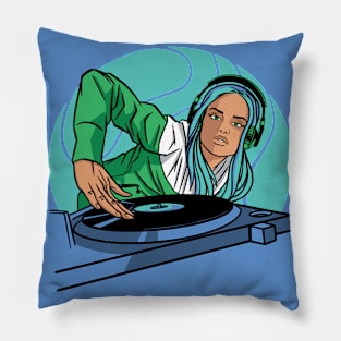 Female DJ Cartoon Pillow