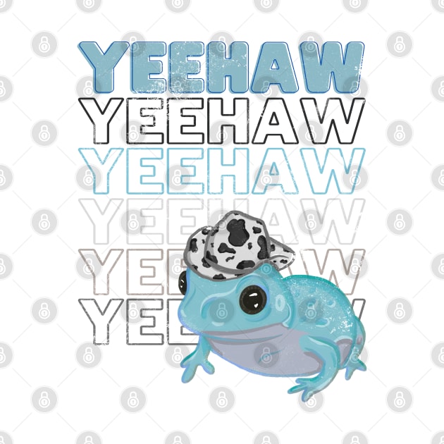 Yeehaw Blue Frog Wearing Cowboy Hat by RoserinArt