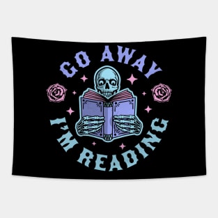 Go Away I'm Reading - Skeleton Reading Book Halloween Tapestry