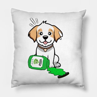 Funny happy Dog Spilled Wasabi Sauce Pillow