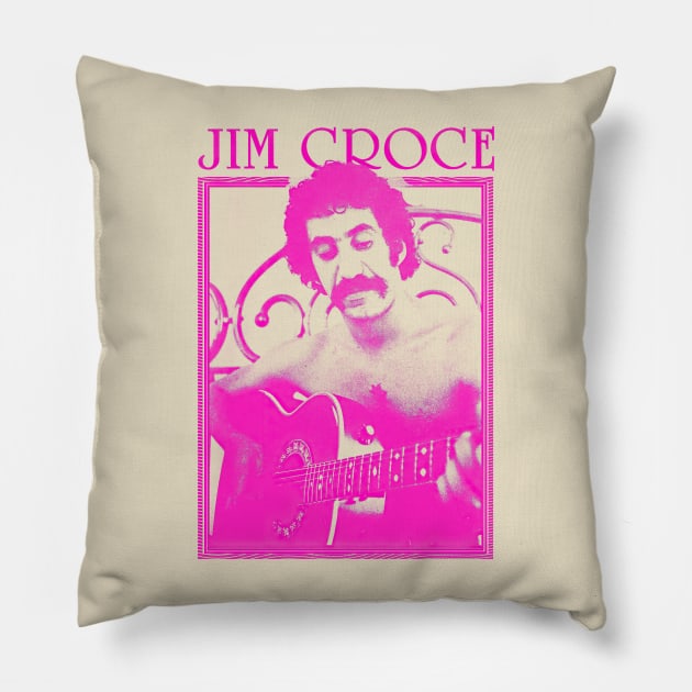 Jim Croce || Pink Vintage Variant Pillow by Roy Pogung