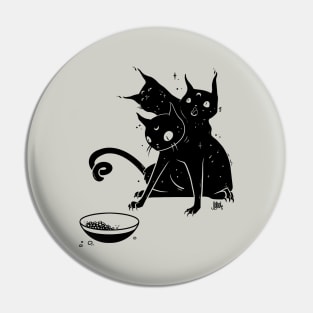  Creepy Cute Three Headed Black Cat Artwork Pin