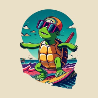 Cool Surfing Turtle T-Shirt