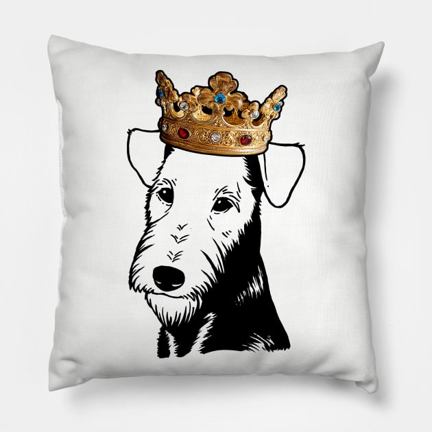 Airedale Terrier Dog King Queen Wearing Crown Pillow by millersye