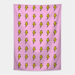 Bold Yellow Lightning Bolt Pattern on Pink Tapestry