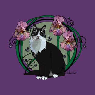 Black and White Cat with Irises 2 T-Shirt