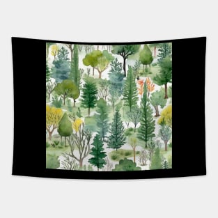 Pastel Oasis: A Serene Seamless Pattern of Trees and Plants in Soft Hues Tapestry