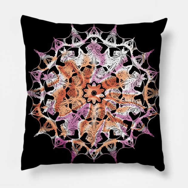 Subtle Tie Dye Mandala Flag Pillow by Gedwolcraeft