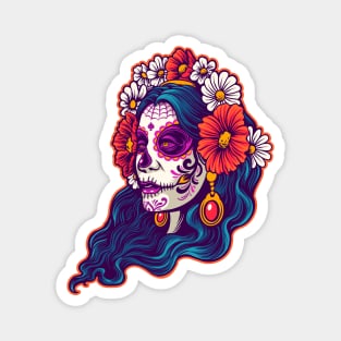 Dia de los Muertos Sugar Skull Woman Illustration Magnet