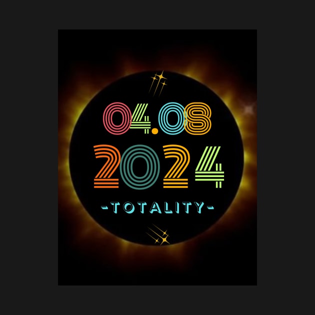 04.08.2024 Totality Solar Eclipse Retro Vintage by Chahrazad's Treasures