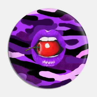 Purple Camo Lips Pin