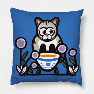 Drink your soup, kitty Pillow