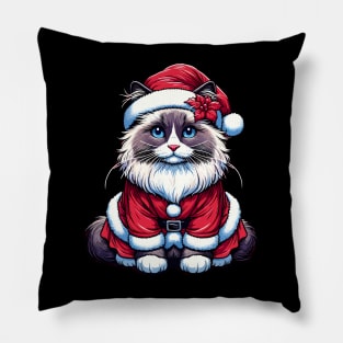 Ragdoll Cat Santa Claus Christmas Pillow