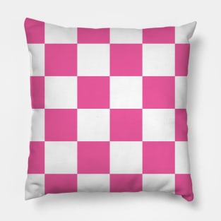 Deep pink and white checkerboard print Pillow