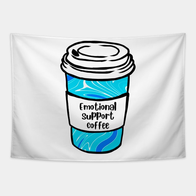 Blue Emotional Support Coffee Tapestry by ROLLIE MC SCROLLIE