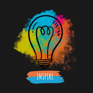 Inspire Colorful Watercolor Bulb for Motivation &Creativity T-Shirt