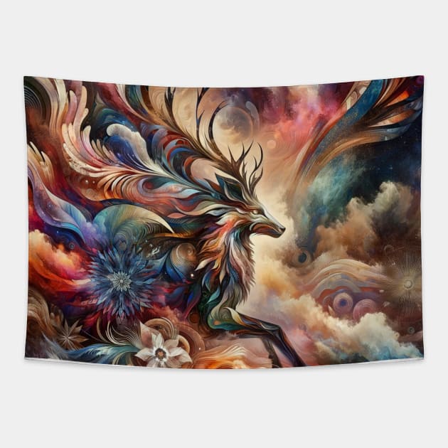 Mystic Whirl: Dance of the Cosmic Elements Tapestry by ryspayevkaisar