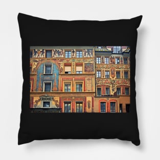 A colorful facade in Lucerne Pillow