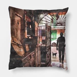 New Orleans Jazz and Cool Cats Watercolor Painting Pillow