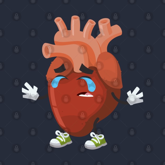 Crying cartoon anatomical human heart organ by VizRad