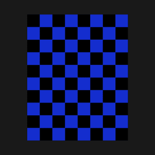 Medium Blue and Black Chessboard Pattern T-Shirt