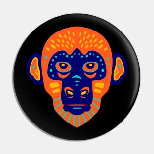 monkey colourful face art Pin