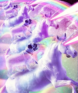 Space Pug On Flying Rainbow Unicorn With Laser Eyes Magnet