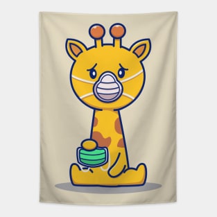 Cute Giraffe Wearing Mask Tapestry