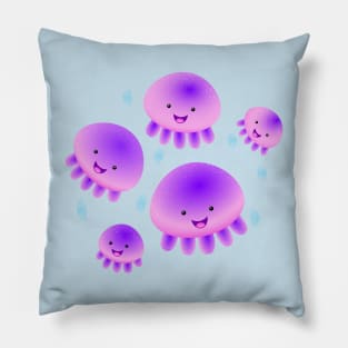 Cute pink purple jellyfish kawaii cartoon Pillow