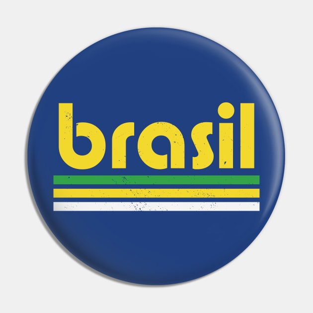 Retro Brasil Word Art // Proud Brazilian Vintage Grunge Pin by Now Boarding