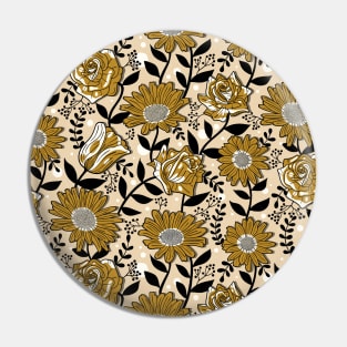 Bold Summer Flowers on Cappuccino Beige Pin