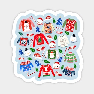 Christmas Sweaters_Blue Background Magnet