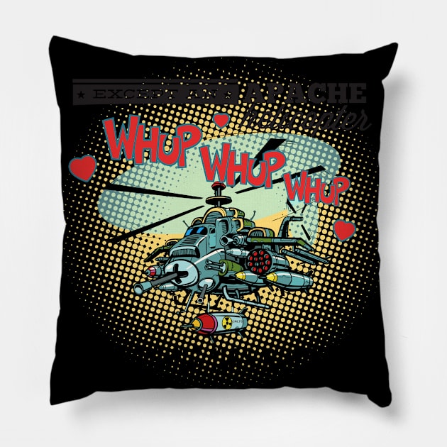 Apache Helicopter Valentine Funny Humor Pillow by creative