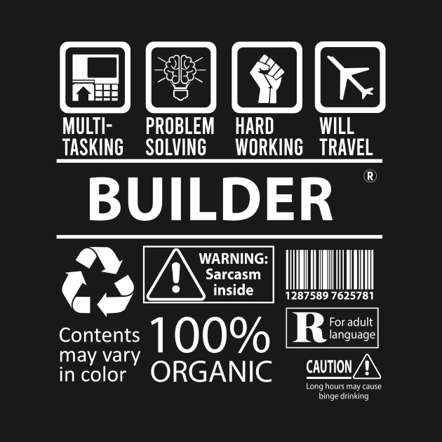 Builder T Shirt - MultiTasking Certified Job Gift Item Tee by Aquastal