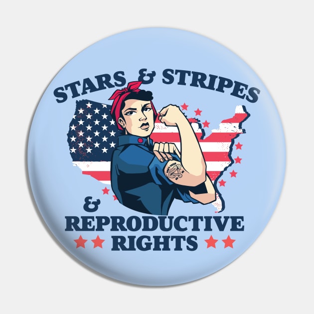 Stars and Stripes and Reproductive Rights // Patriotic American Rosie the Riveter Feminist Pin by SLAG_Creative