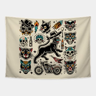 Black Panther Flash Tattoo Packed Tapestry